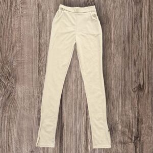 PrettyLittleThing Beige Slim Leggings Slit Hem High Waist Pants 8